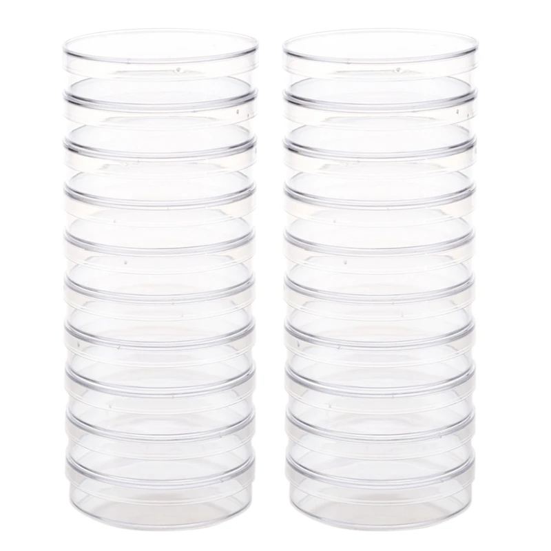 20 штук стерильных чашек Петри с крышками для лабораторных пластин, бактериальных дрожжей 55 мм x 15 мм