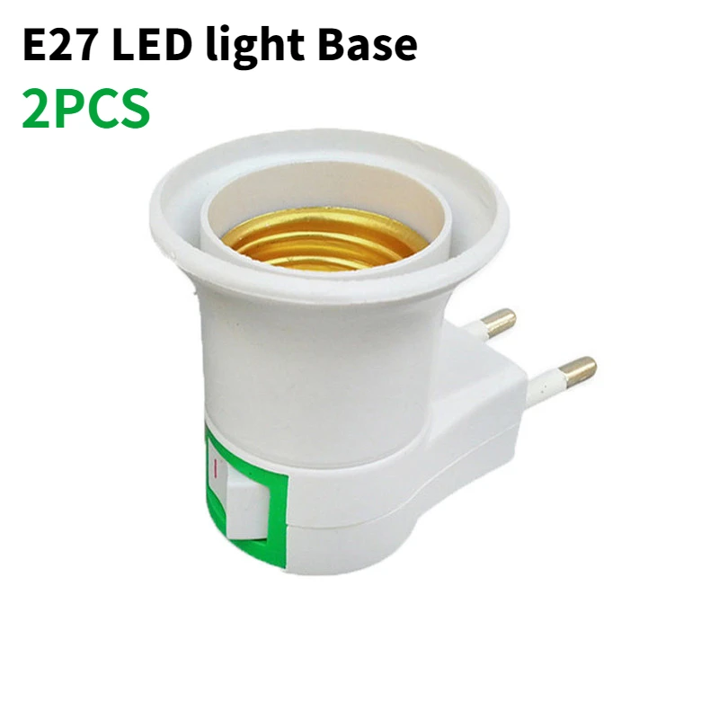 2шт E27 Светодиодный светильник ЕС Вилка База переменного тока 220 В Держатель Адаптер Конвертер Кнопка включения/выключения для лампы накаливания