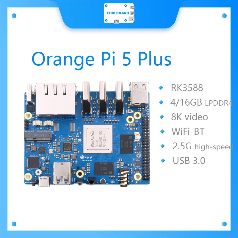 Orange Pi 5 Plus Одноплатный компьютер 4 ГБ оперативной памяти RK3588 PCIE Модуль Внешний Wifi6.0 + BT5.0 SSD Orange Pi5 Plus Работает под управлением Android Debian