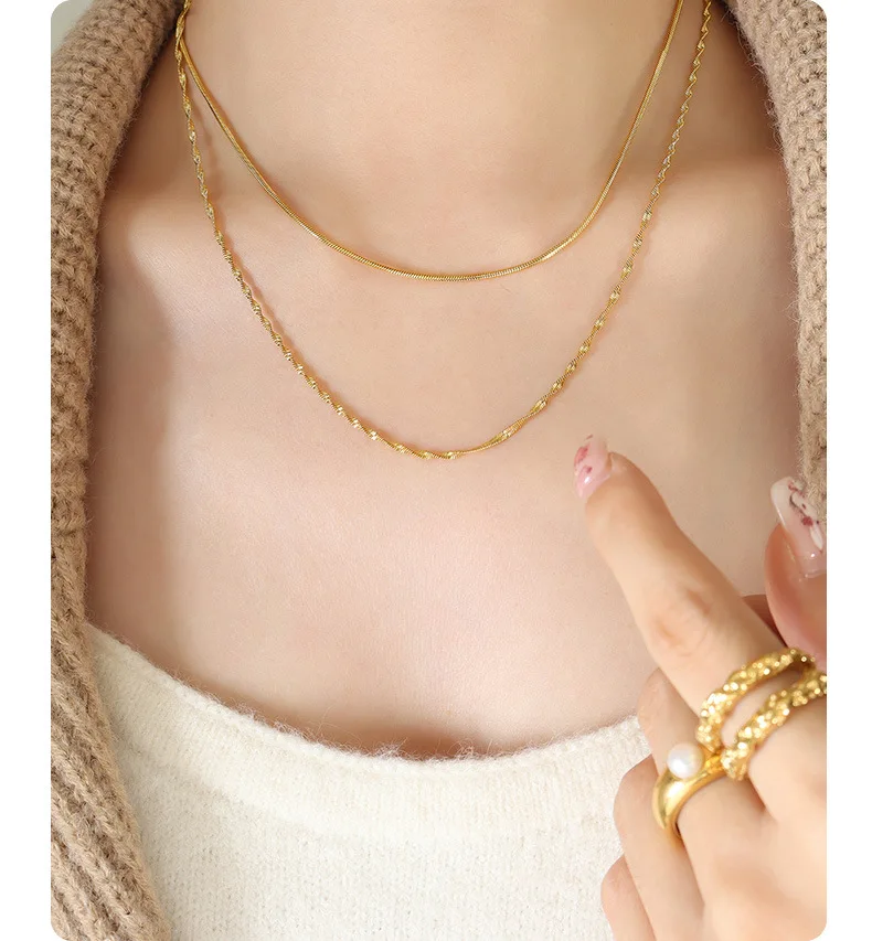 SDA Двойное плоское ожерелье из змеиной кости в стиле хип-хоп для мужчин и женщин, ювелирные изделия