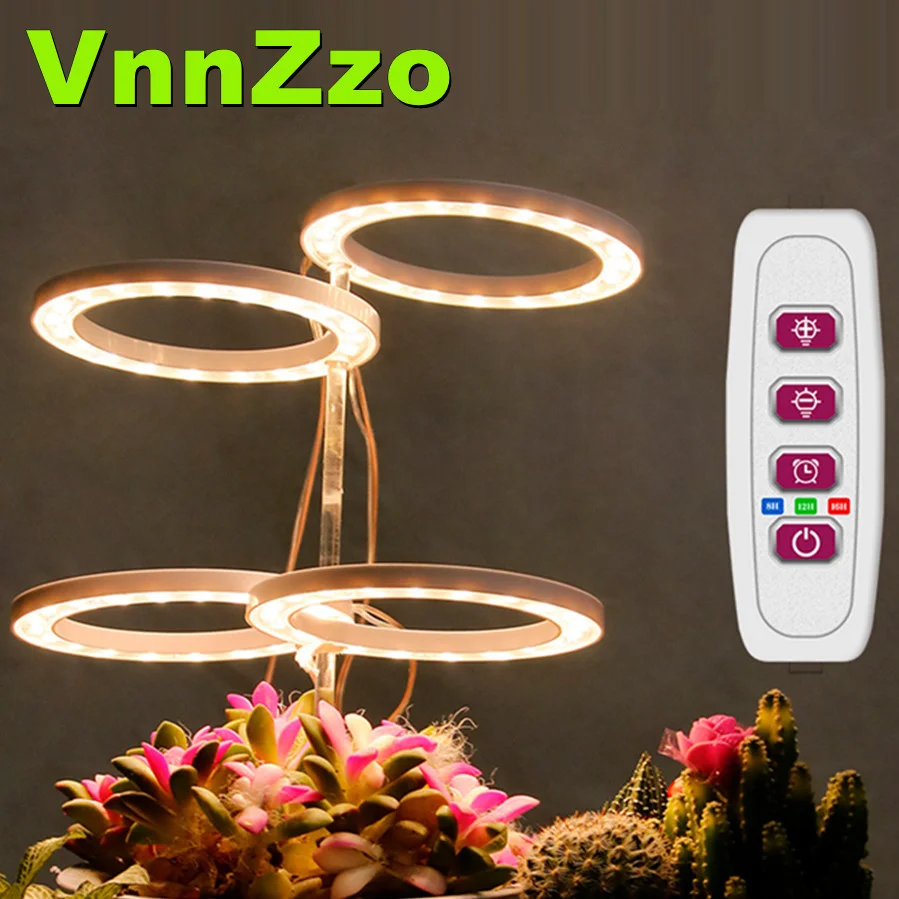 VnnZzo Grow Light 5V USB фитолампа для растений, светодиодная лампа полного спектра Angel Ring для рассады комнатных цветов в теплице