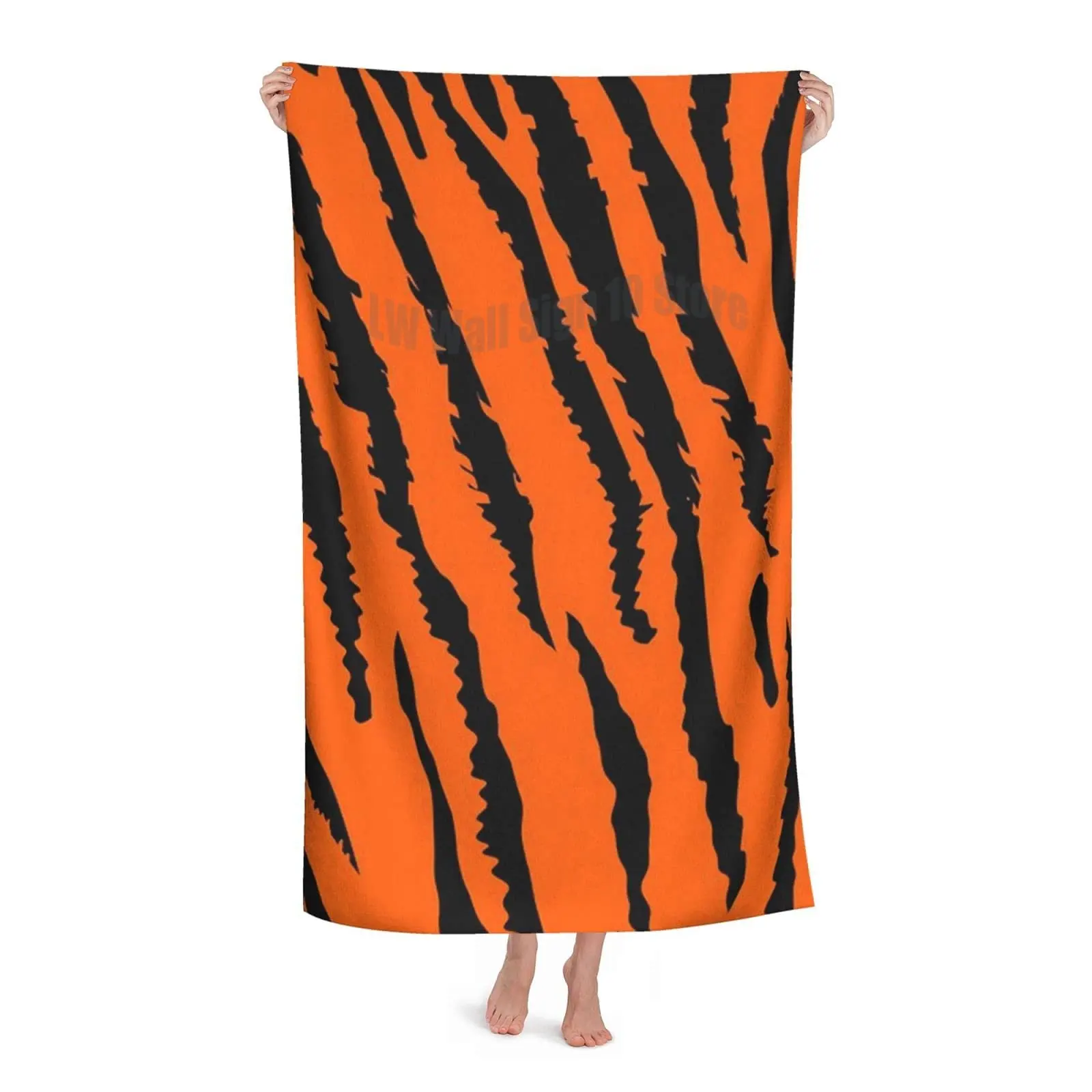 Быстросохнущее пляжное полотенце из микрофибры в оранжевую тигровую полоску, супер впитывающее полотенце, полотенце без песка для детей, подростков, взрослых, путешествий