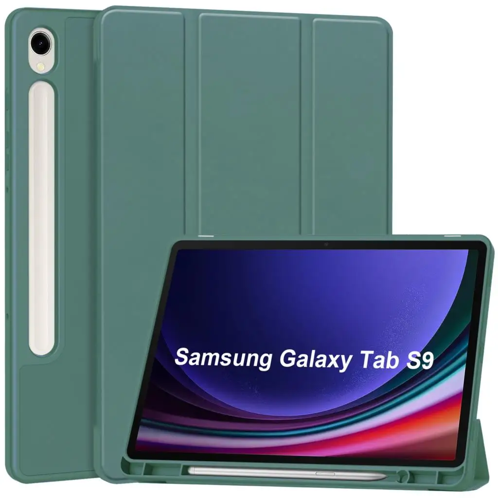 Модный Чехол для планшета Samsung Galaxy TAB S9 11 дюймов Для Sam S9Plus 12,4 дюйма 2023 С Прорезью Для ручки Противоударный Откидной Чехол Для планшета