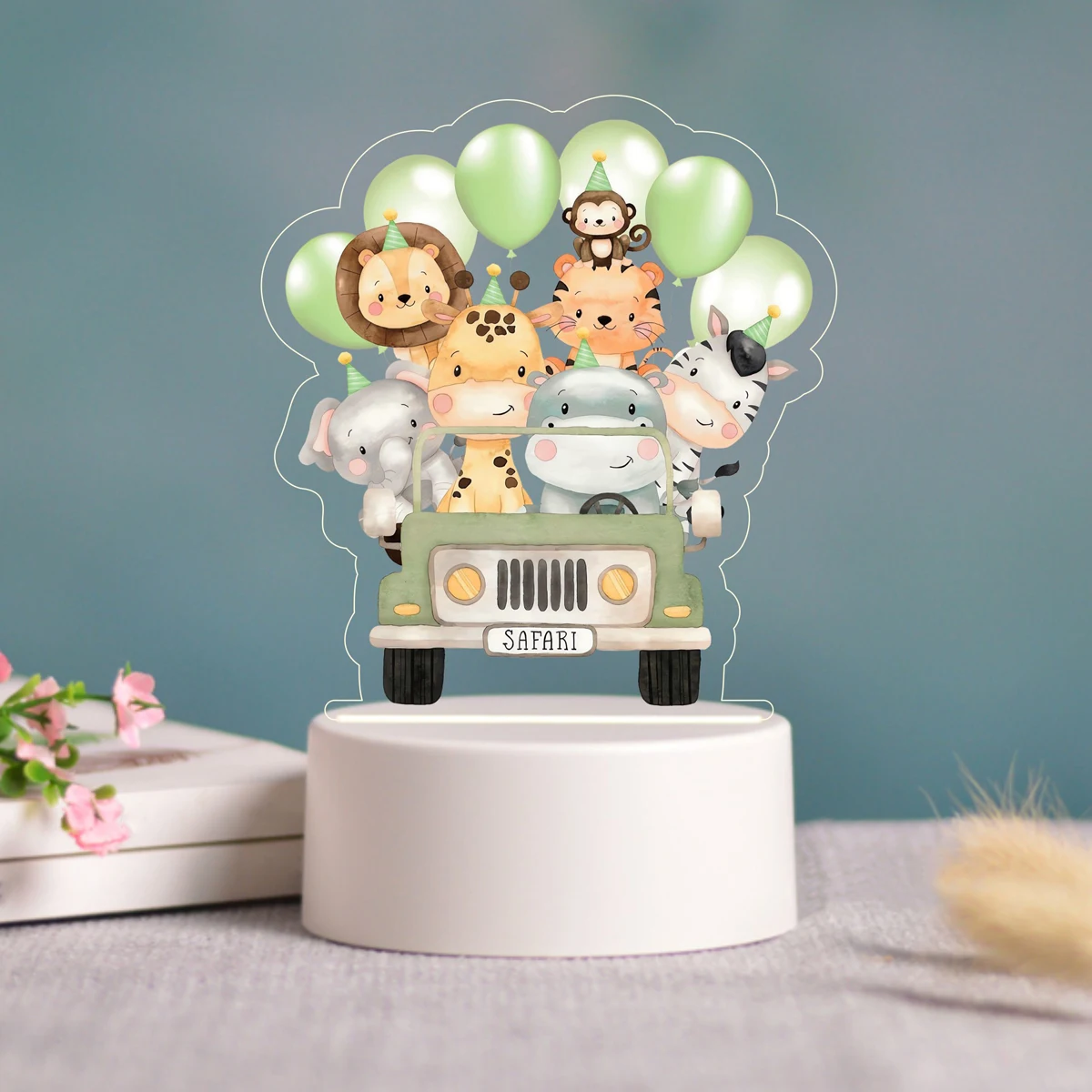 Ночник с животными, акриловая светодиодная USB-лампа, украшение для Вечеринки в честь Дня Рождения в Джунглях, домашний декор, подарок для детей, огни для душа Ребенка