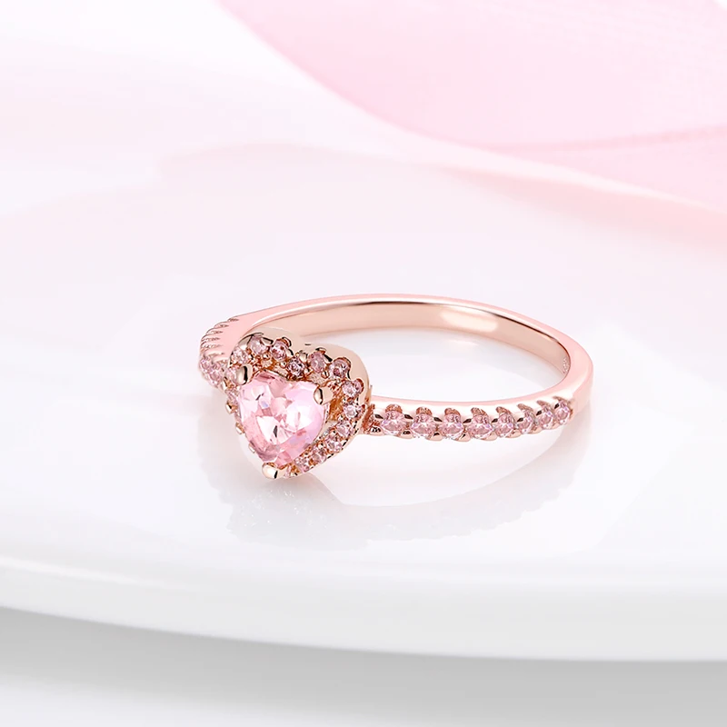 Ювелирное кольцо Серебряного цвета, Женские кольца с розовым сердечком, кольца с цирконием, Анилло, плата де лей, 925, Оригинальный подарок на годовщину 2022 Ne